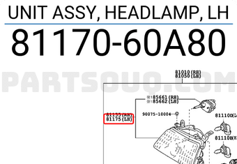 Toyota 8117060A80 UNIT ASSY, HEADLAMP, LH