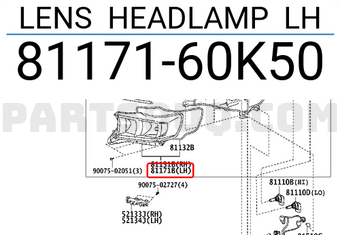 Toyota 8117160K50 LENS HEADLAMP LH