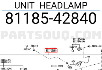 Toyota 8118542840 UNIT HEADLAMP