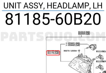 Toyota 8118560B20 UNIT ASSY, HEADLAMP, LH
