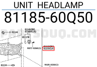 Toyota 8118560Q50 UNIT HEADLAMP