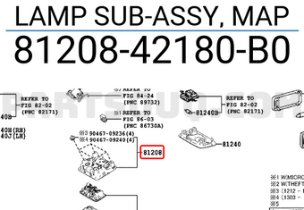 Toyota 8120842180B0 LAMP SUB-ASSY, MAP
