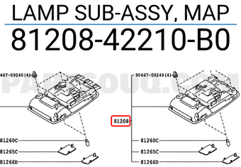 Toyota 8120842210B0 LAMP SUB-ASSY, MAP