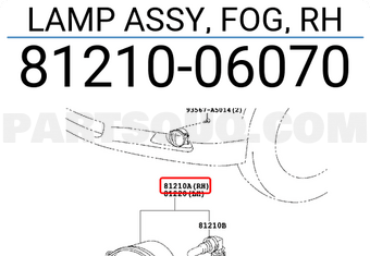 Toyota 8121006070 LAMP ASSY, FOG, RH