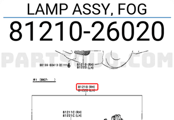Toyota 8121026020 LAMP ASSY, FOG