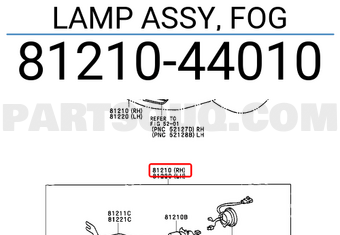Toyota 8121044010 LAMP ASSY, FOG