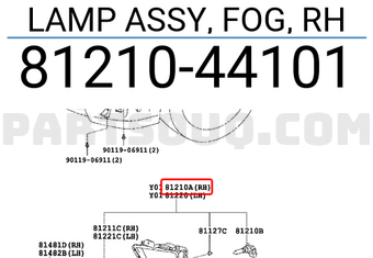 Toyota 8121044101 LAMP ASSY, FOG, RH
