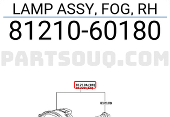 Toyota 8121060180 LAMP ASSY, FOG, RH