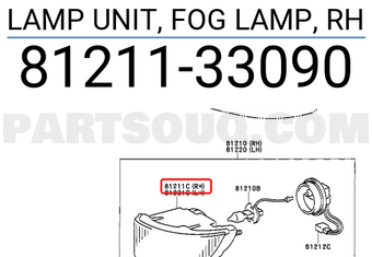 Toyota 8121133090 LAMP UNIT, FOG LAMP, RH