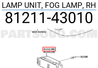Toyota 8121143010 LAMP UNIT, FOG LAMP, RH
