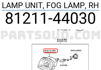 Toyota 8121144030 LAMP UNIT, FOG LAMP, RH