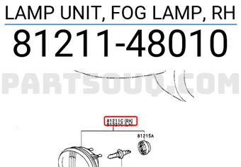 Toyota 8121148010 LAMP UNIT, FOG LAMP, RH