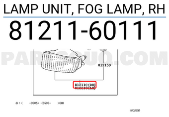 Toyota 8121160111 LAMP UNIT, FOG LAMP, RH