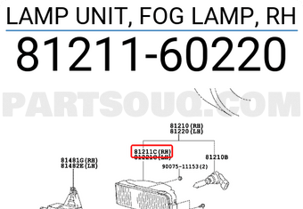 Toyota 8121160220 LAMP UNIT, FOG LAMP, RH