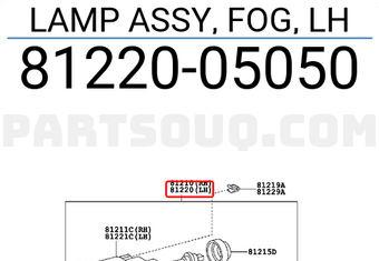Toyota 8122005050 LAMP ASSY, FOG, LH