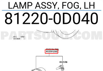 Toyota 812200D040 LAMP ASSY, FOG, LH