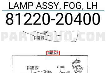 Toyota 8122020400 LAMP ASSY, FOG, LH