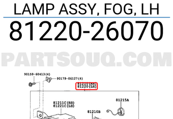 Toyota 8122026070 LAMP ASSY, FOG, LH