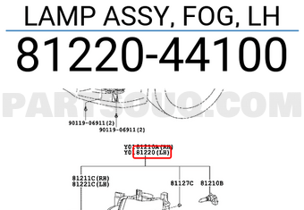 Toyota 8122044100 LAMP ASSY, FOG, LH