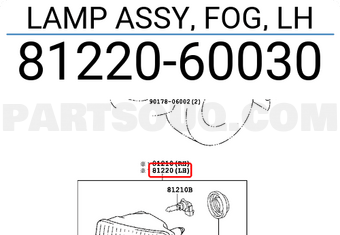 Toyota 8122060030 LAMP ASSY, FOG, LH