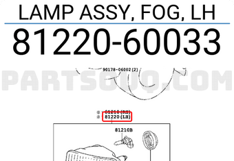 Toyota 8122060033 LAMP ASSY, FOG, LH