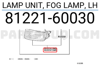 Toyota 8122160030 LAMP UNIT, FOG LAMP, LH
