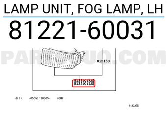 Toyota 8122160031 LAMP UNIT, FOG LAMP, LH