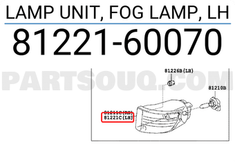 Toyota 8122160070 LAMP UNIT, FOG LAMP, LH