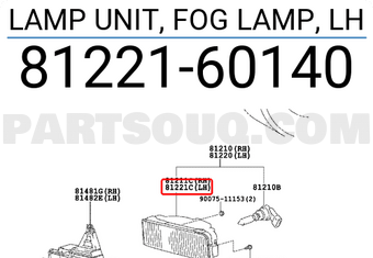 Toyota 8122160140 LAMP UNIT, FOG LAMP, LH