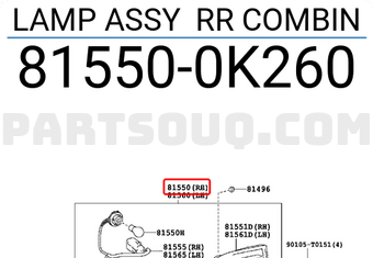 Toyota 815500K260 LAMP ASSY RR COMBIN