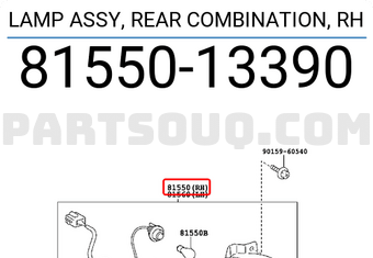 Toyota 8155013390 LAMP ASSY, REAR COMBINATION, RH