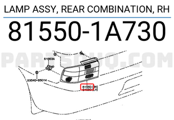 Toyota 815501A730 LAMP ASSY, REAR COMBINATION, RH