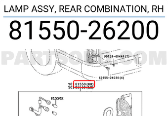 Toyota 8155026200 LAMP ASSY, REAR COMBINATION, RH