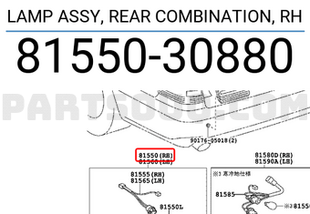 Toyota 8155030880 LAMP ASSY, REAR COMBINATION, RH