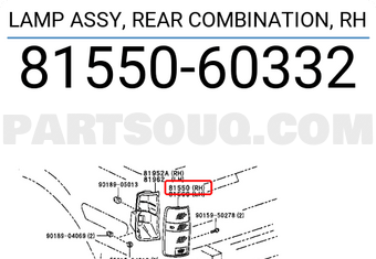 Toyota 8155060332 LAMP ASSY, REAR COMBINATION, RH