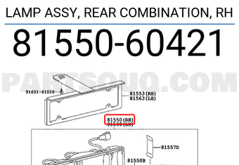 Toyota 8155060421 LAMP ASSY, REAR COMBINATION, RH