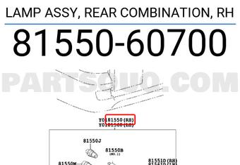 Toyota 8155060700 LAMP ASSY, REAR COMBINATION, RH