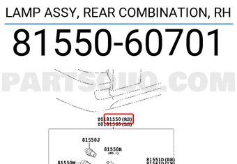 Toyota 8155060701 LAMP ASSY, REAR COMBINATION, RH