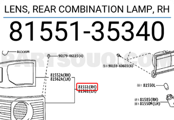 Toyota 8155135340 LENS, REAR COMBINATION LAMP, RH