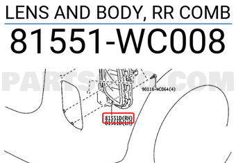 Toyota 81551WC008 LENS AND BODY, RR COMB