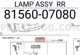 Toyota 8156007080 LAMP ASSY RR
