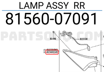 Toyota 8156007091 LAMP ASSY RR