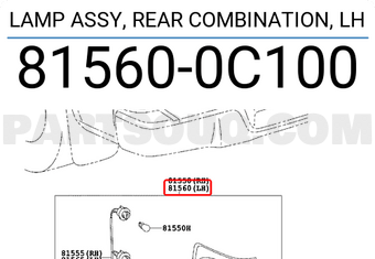Toyota 815600C100 LAMP ASSY, REAR COMBINATION, LH
