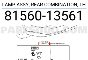 Toyota 8156013561 LAMP ASSY, REAR COMBINATION, LH