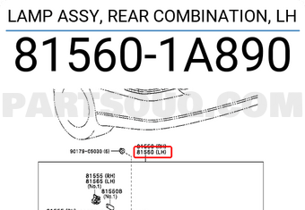 Toyota 815601A890 LAMP ASSY, REAR COMBINATION, LH