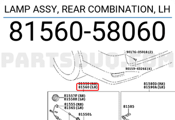 Toyota 8156058060 LAMP ASSY, REAR COMBINATION, LH