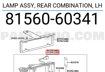 Toyota 8156060341 LAMP ASSY, REAR COMBINATION, LH