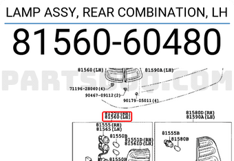 Toyota 8156060480 LAMP ASSY, REAR COMBINATION, LH