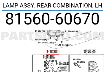Toyota 8156060670 LAMP ASSY, REAR COMBINATION, LH