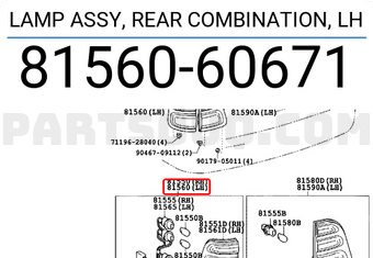 Toyota 8156060671 LAMP ASSY, REAR COMBINATION, LH
